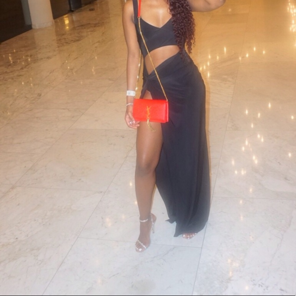 Black maxi split dress